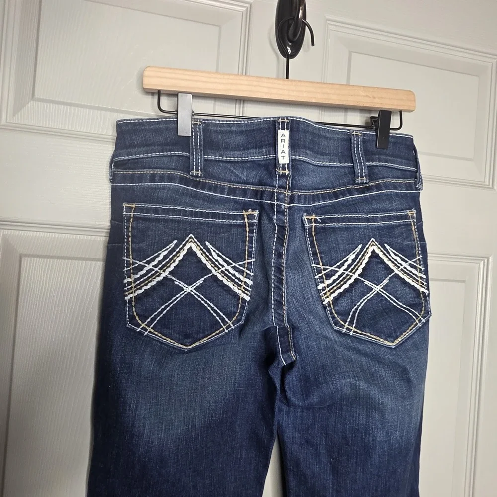 Ariat Real Mid-Rise Boot Cut Jeans Womens 30L Regular Stretch Dark Wash Denim